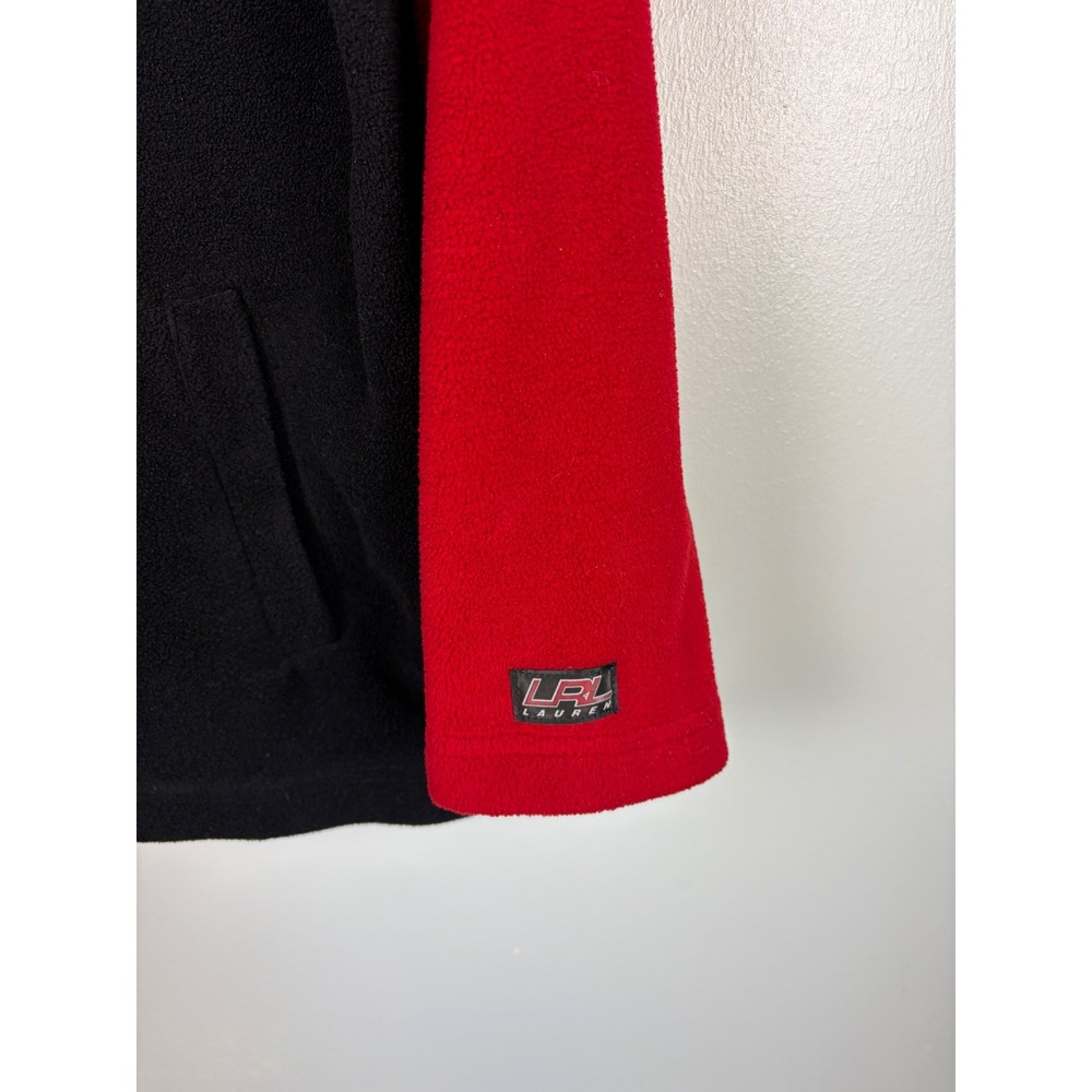 Lauren Ralph Lauren Fleece Jacket Medium Red Black Colorblock Full Zip Mock Neck - Picture 4 of 8